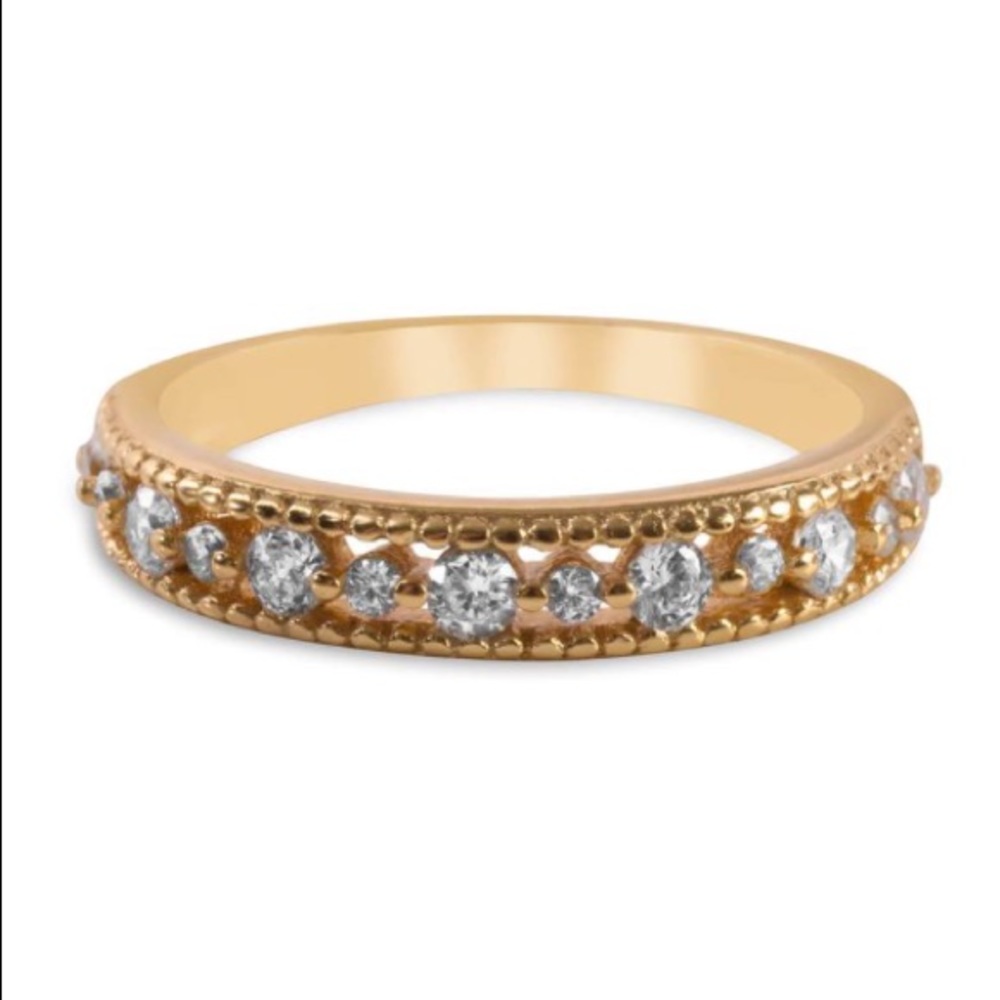 NEW 18k Yellow Gold Diamond Layered Stackable Ring - Picture 3 of 9